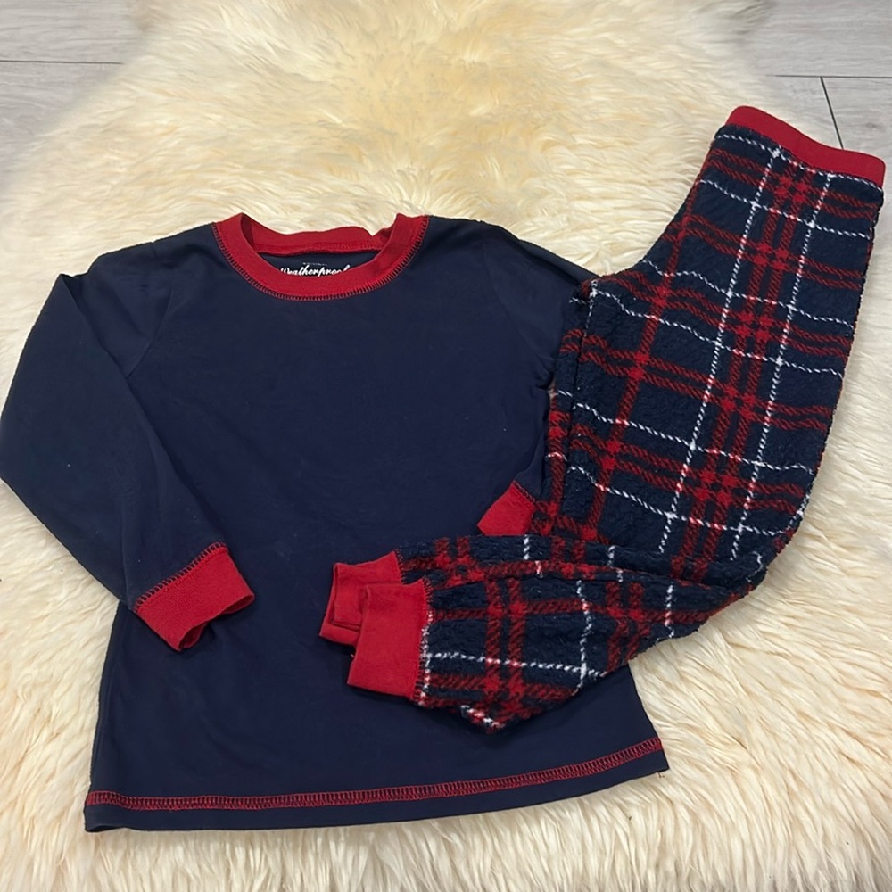 Original Weatherproof Vintage Pajama Set in Blue & Red Flannel Bottoms Size 4T